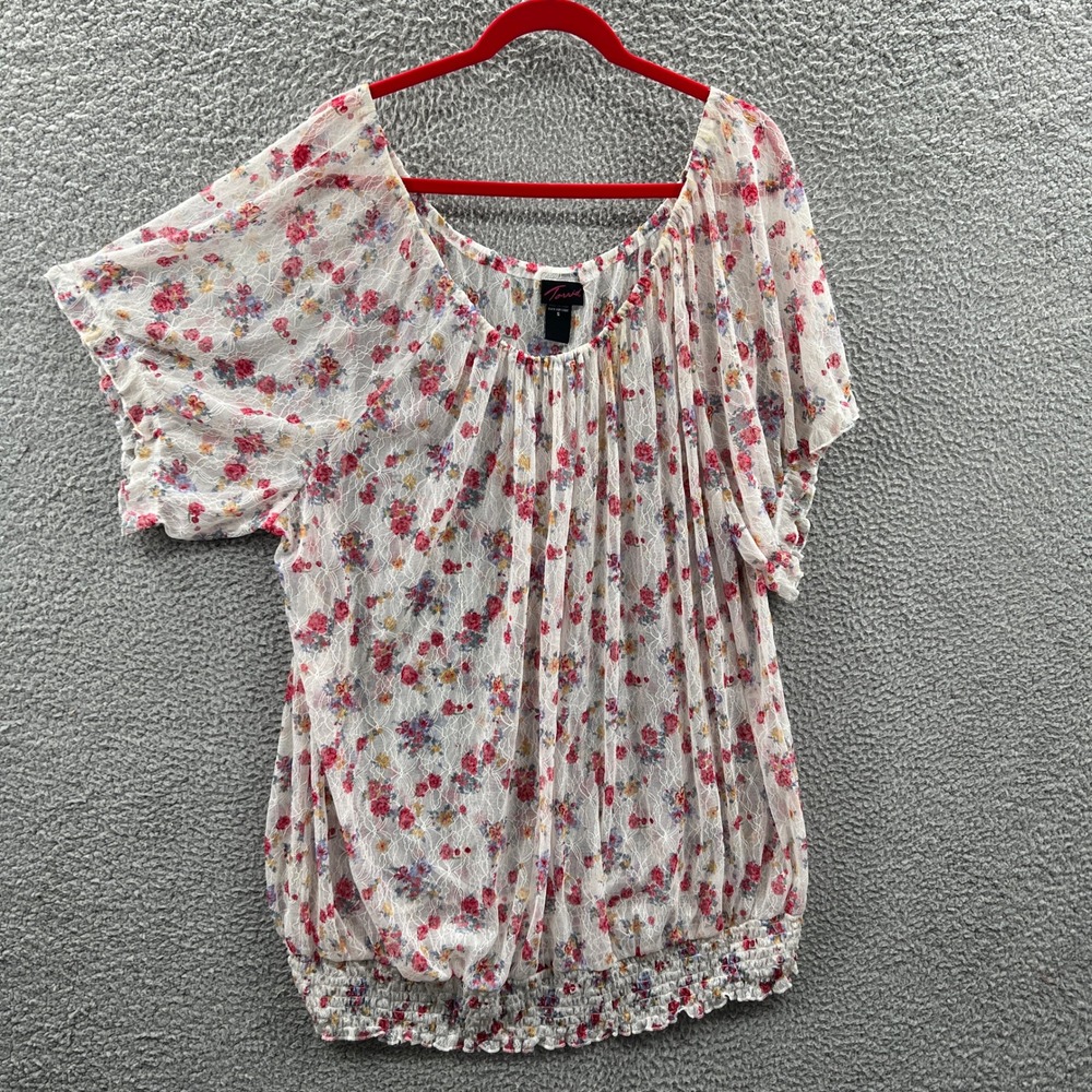 Torrid‎ Womens Sheer Lace Floral Peasant Blouse 5X Romantic Cottage Soft Girl